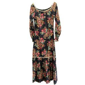 La Poubelle Vintage One of a Kind Floor Length Bohemian Floral Maxi Dress Small